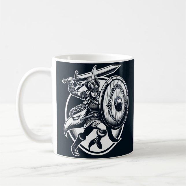 Mug Fierce Valkyrie Warrior - Norse Mythology Line Art (Gauche)