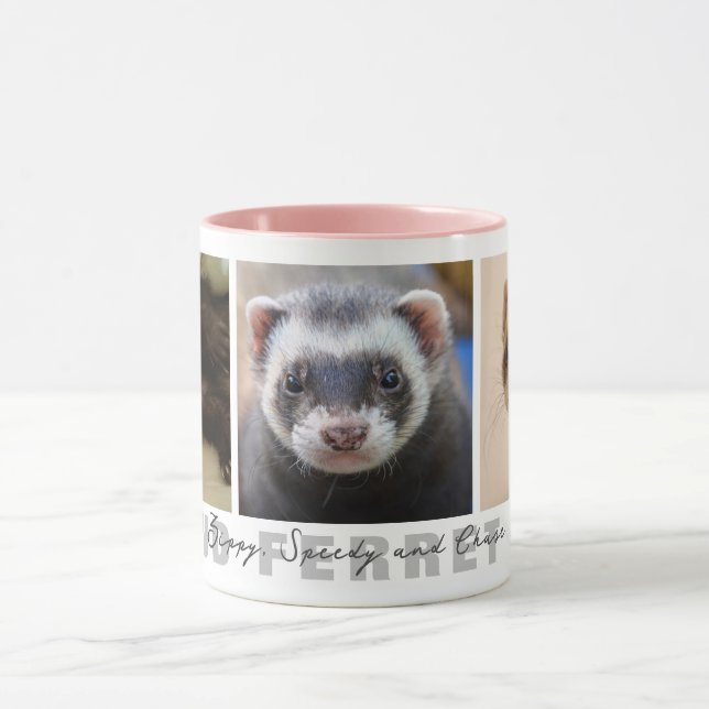 Mug Fière Ferret Maman Custom 3 Photo Collage (Centre)