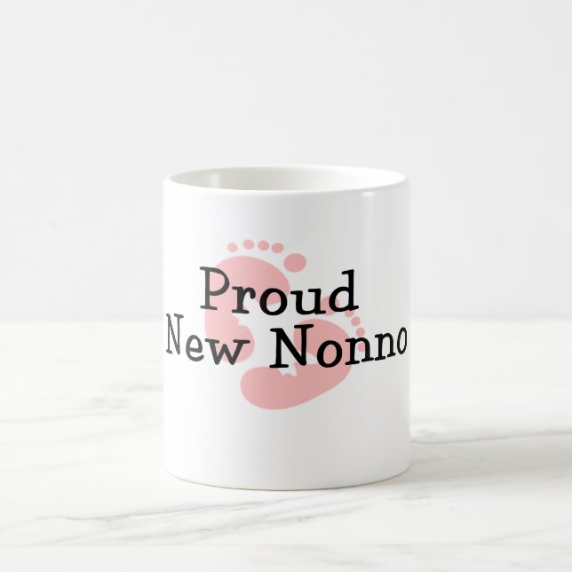 Mug Fière Nouvelle Nonno Empreintes de Bébé Fille (Centre)