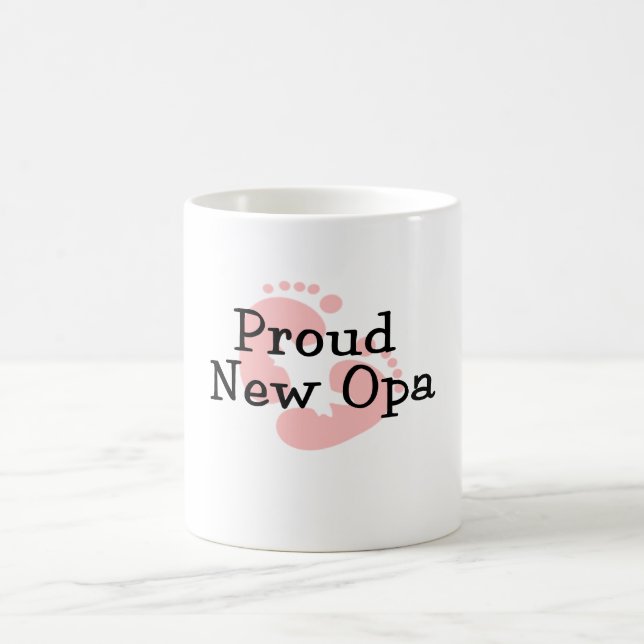 Mug Fière Nouvelle Opa Empreintes de Bébé Fille (Centre)