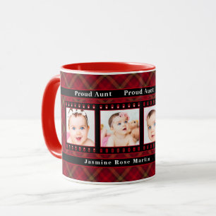 Mug Fière nouvelle tante rouge Plaid avec Black 4 Phot