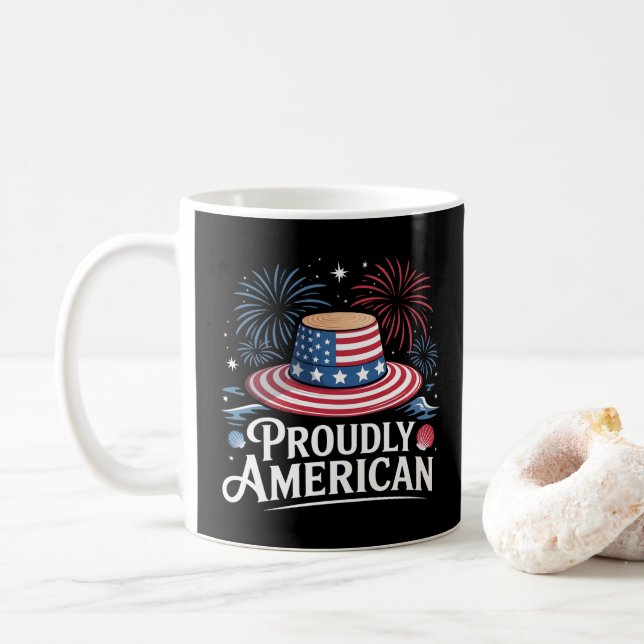 Mug Fièrement Américain - Patriotic Beach Sunhat (Avec donut)