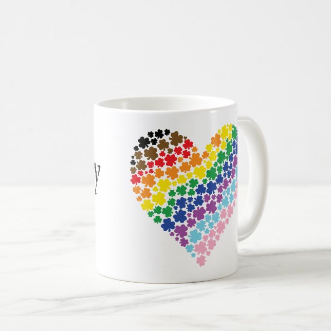 Mug Fièrement irlandais Rainbow Shamrock Heart (Devant droit)