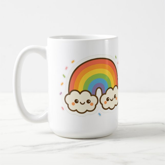 Mug Fierté arc-en-ciel colorée Kawaii (Gauche)