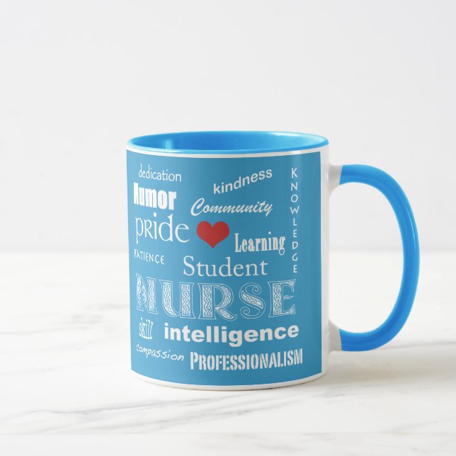 Mug Fierté-Attributs d'élève-infirmière+Bleu de (Droite)
