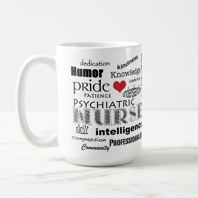 Mug Fierté-Attributs psychiatriques d'infirmière+Coeur (Gauche)