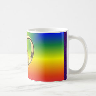 Mug Fierté d'arc-en-ciel avec des alliances d'or