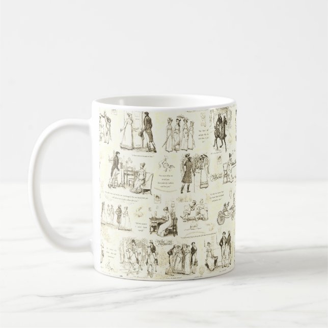Mug Fierté et préjugé Citations de seigle beige (Gauche)