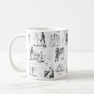 Mug Fierté et préjugé Citations de toile blanche noire