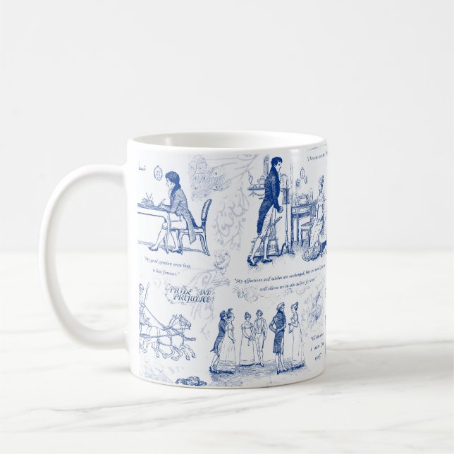 Mug Fierté et préjugé Citations de toile bleue (Gauche)