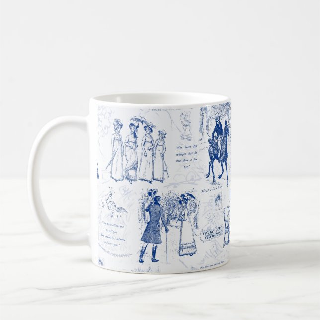 Mug Fierté et préjugé Citations de toile bleue (Gauche)