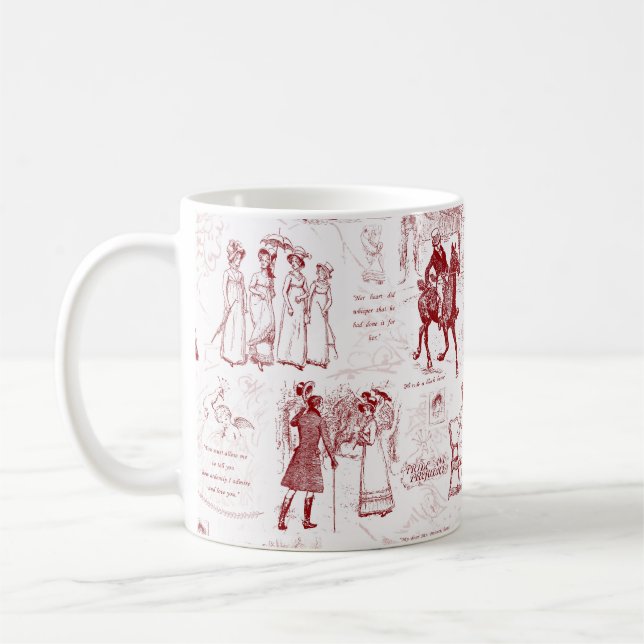 Mug Fierté et préjugés Citations de toile rouge (Gauche)