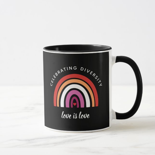Mug Fierté lesbienne célébrant la diversité L'amour es (Droite)