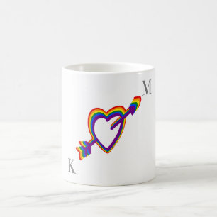 Mug Fierté LGBT Gay Mariage Coeur arc-en-ciel avec flè