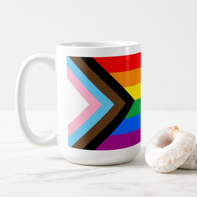 Mug FIERTÉ LGBT (Progress Pride) (Avec donut)