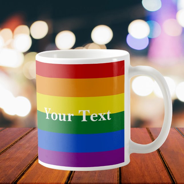 Mug Fierté LGBTQ+ Arc-en-ciel Texte personnalisé (Créateur téléchargé)