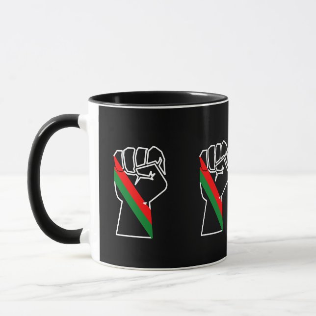 Mug fierté noire drapeau rouge vert poing panafricain  (Gauche)
