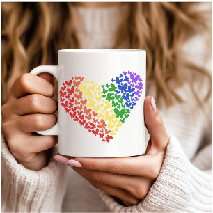 Mug Fierté Papillon Coeur - LGBTQ+ Couleurs du drapeau