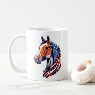 Mug Fierté patriotique : Cheval de quartier avec drape