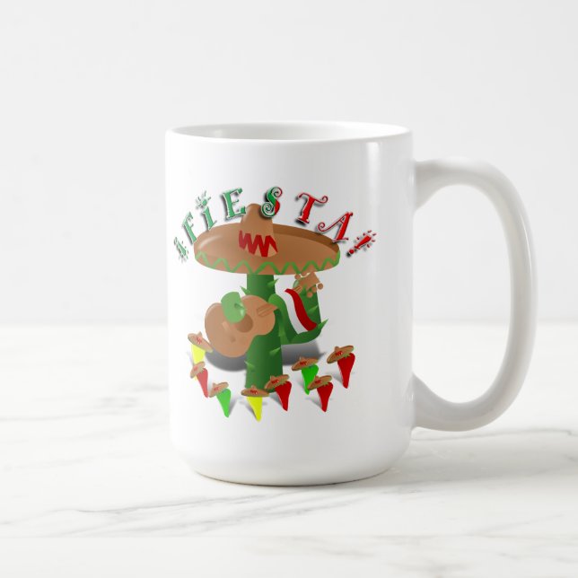 Mug Fiesta Cactus avec guitare et poivrons dansants (Droite)