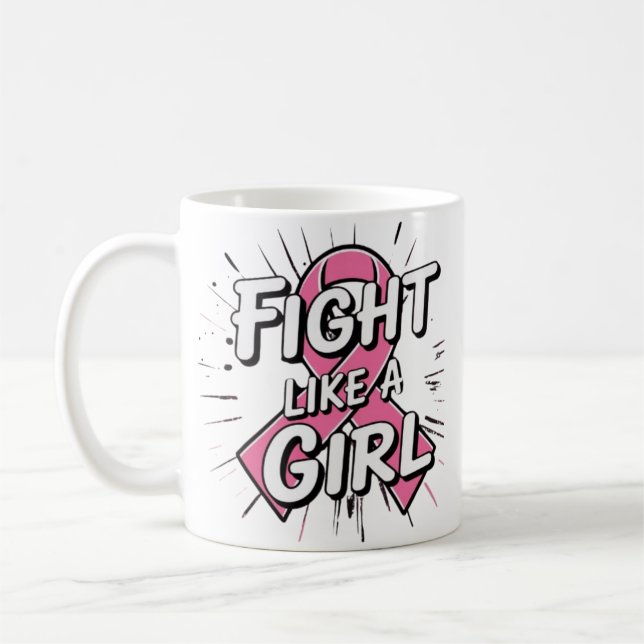 Mug Fight Like a Girl | Breast Cancer Awareness Design (Gauche)
