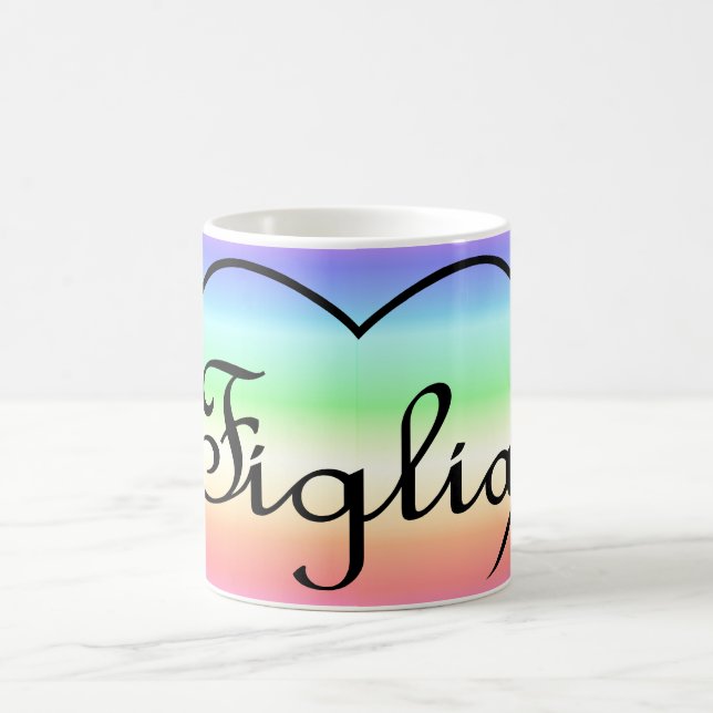 Mug Figlia Fille Coeur arc-en-ciel italien (Centre)