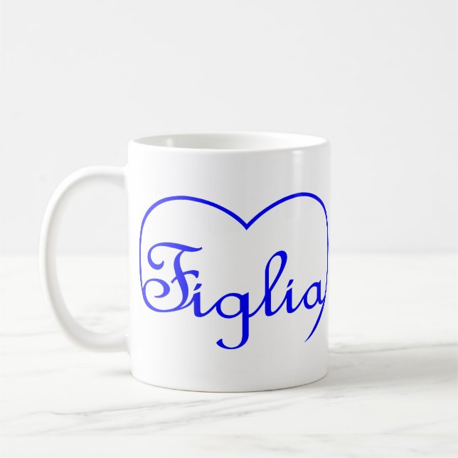 Mug Figlia Fille Coeur bleu italien (Gauche)