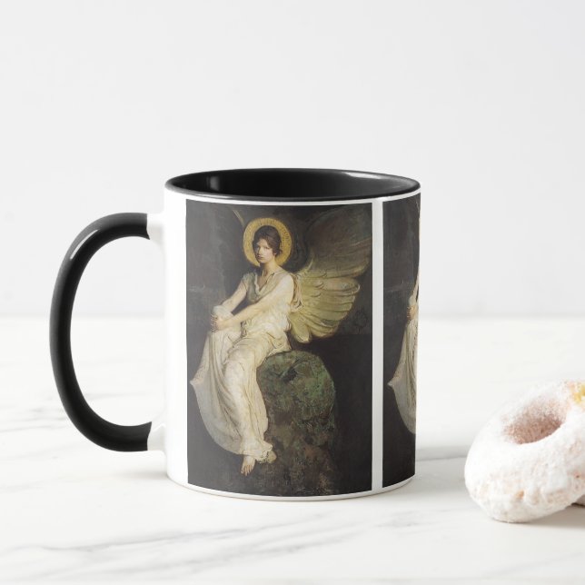 Mug Figure ailée assise sur un rocher par Abbott Thaye (Avec donut)