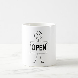 Mug Figure de bâton drôle tenant le signe ouvert
