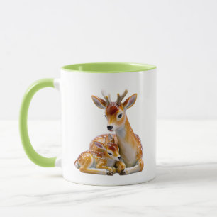 Mug Figurine de cerf en porcelaine vintage faon brun c