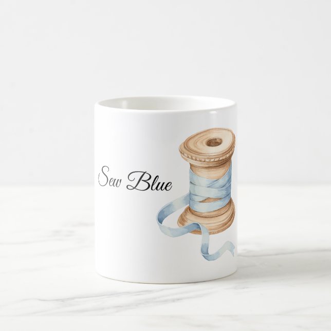 Mug Fil à coudre bleu joli (Centre)