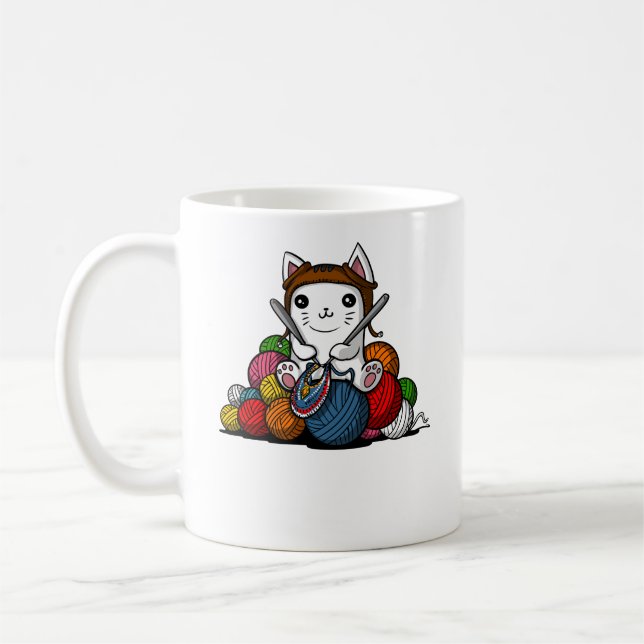 Mug Fil de chat Tricot Cute Kitten Animal (Gauche)