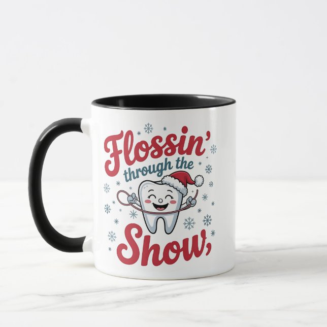 Mug Filant dans la neige Noël drôle de Noël  (Gauche)