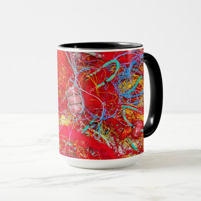 Mug Filets de pêche colorés (Devant droit)