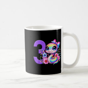 Mug Fille 3ème anniversaire serpent fête arc-en-ciel c