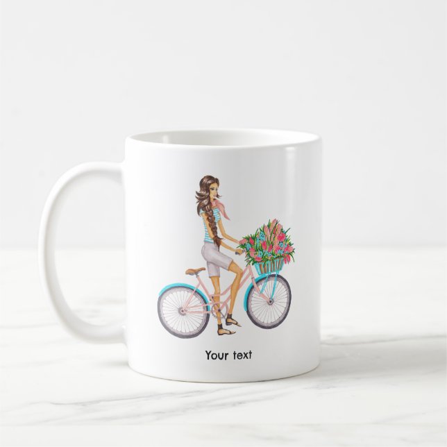 Mug Fille à bicyclette au printemps (Gauche)