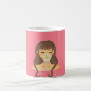 Mug Fille à la marguerite robe rose