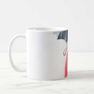 Mug Fille à la mode : Illustration de pluie parapluie