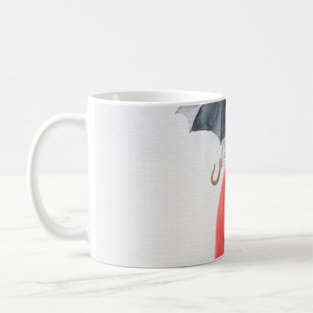 Mug Fille à la mode : Illustration de pluie parapluie (Gauche)