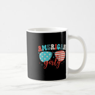 Mug Fille Américaine Lunettes De Soleil Drapeau Améric