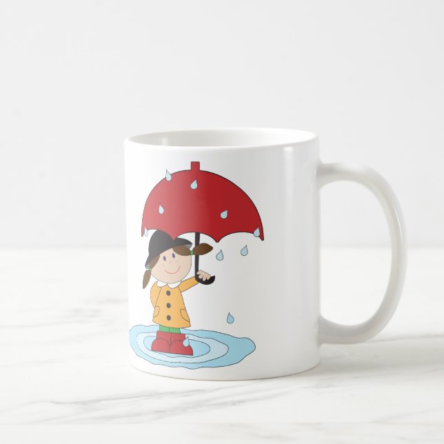 Mug Fille anglaise avec le parapluie sous la pluie (Droite)