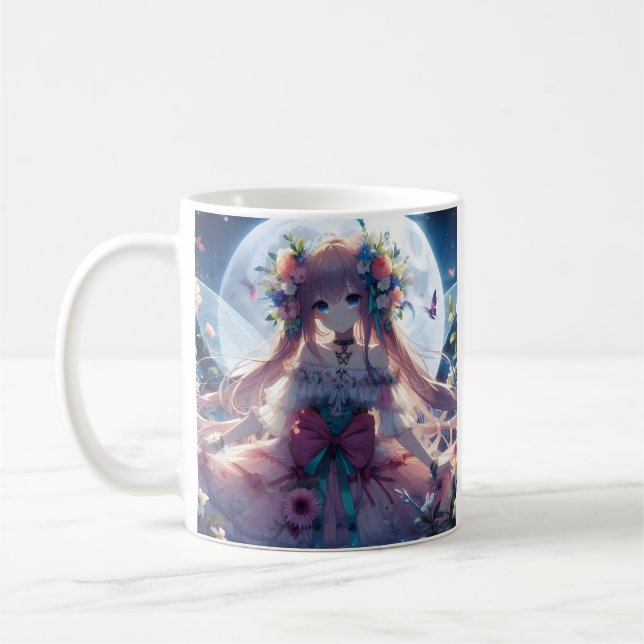Mug Fille Anime Fleur Lune Fée (Gauche)