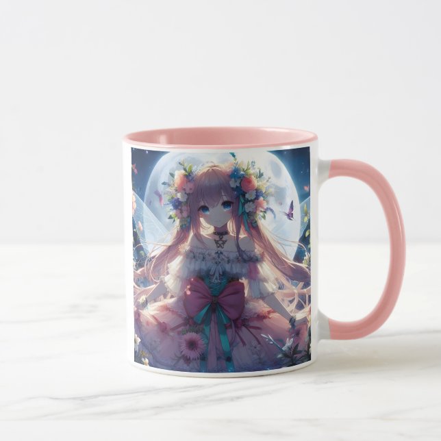 Mug Fille Anime Fleur Lune Fée (Droite)