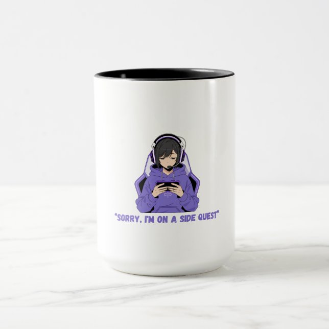 Mug Fille Anime Joueuse Art de jeu violet (Centre)