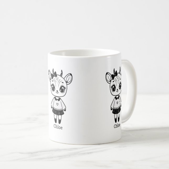 Mug Fille Antilope Adorable - Dessin Mignon à Croquer (Devant droit)