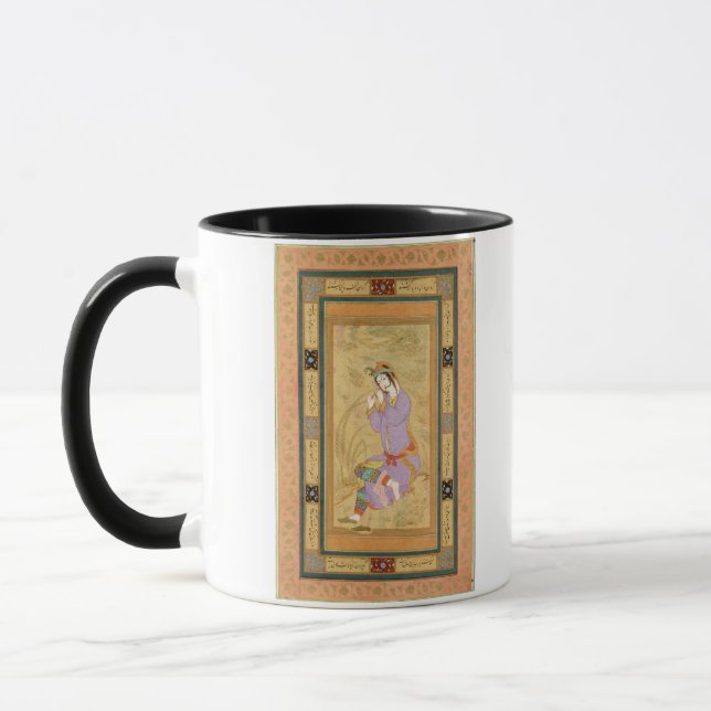 Mug Fille assise courbant ses cheveux dans des (Gauche)