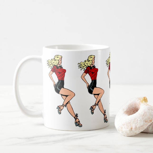 Mug Fille au charme rétro à côté, blonde bombshell (Avec donut)