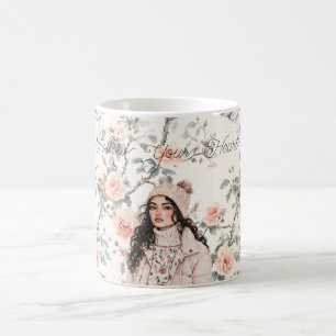 Mug Fille aux cheveux bruns romantiques au chapeau Ros