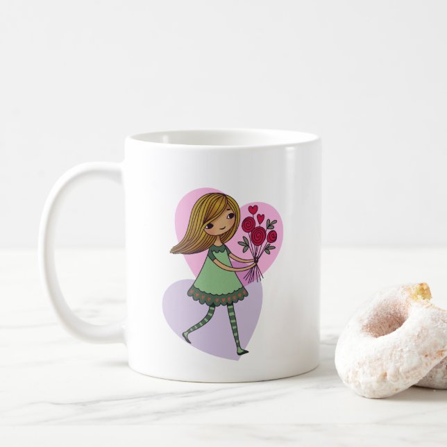 Mug Fille aux fleurs (Avec donut)