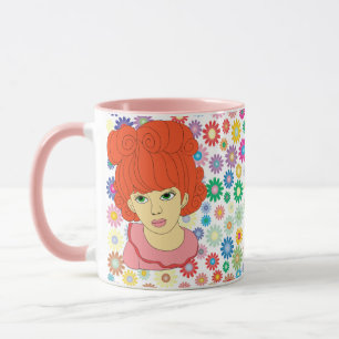 Mug Fille aux yeux verts et aux cheveux roux bouclés f
